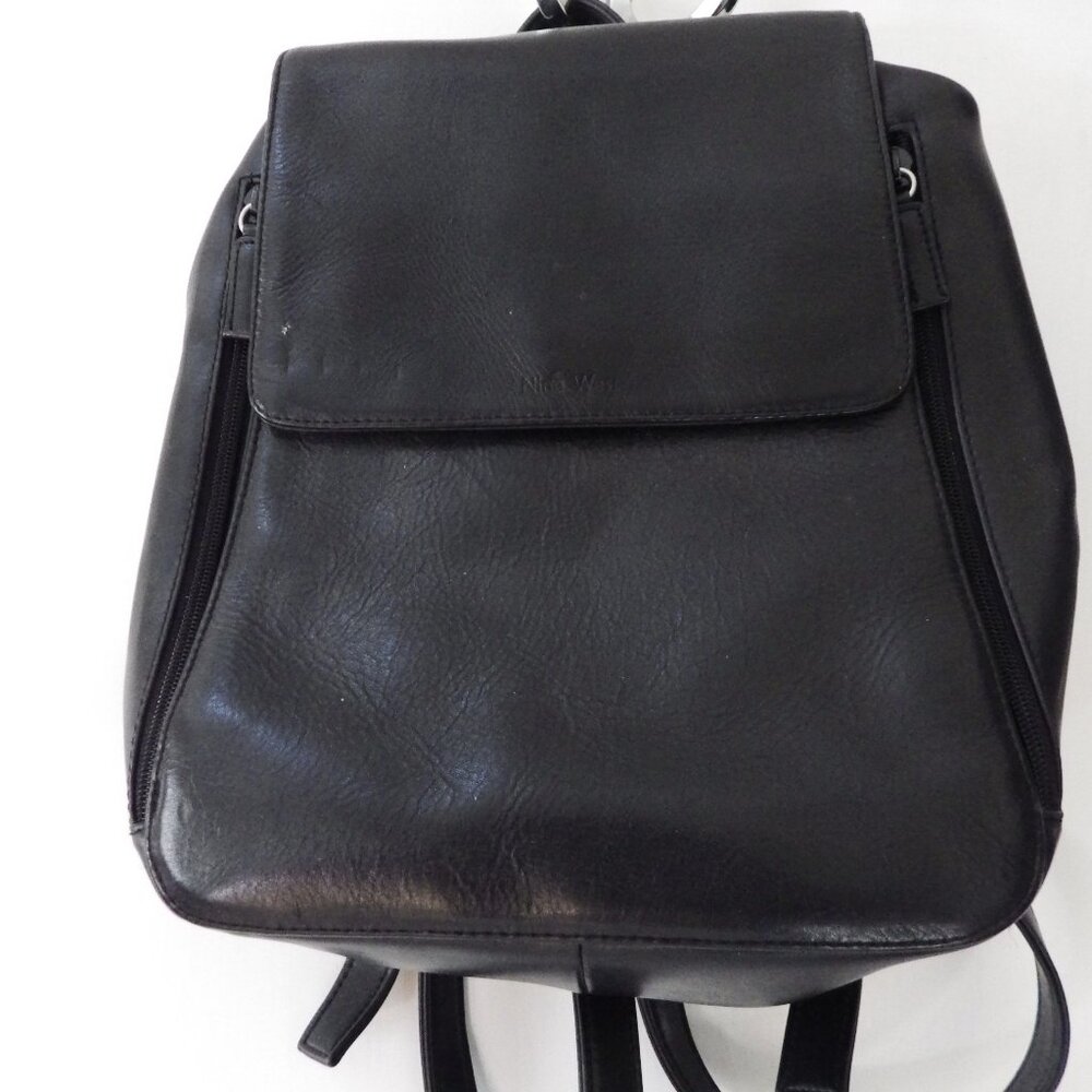 Nine West Black Leather Backpack Purse